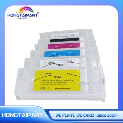 Καρτρίγιο μελάνης T725A T725A T7251 T7252 T7253 T7254 600ml 6PCS Άδειο επαναφορτιζόμενο μελάνη 600ml Με μονοχρόνιο τσιπ συμβατό με τον εκτυπωτή Epson F2100 F2000 F2130 F2140 F2150 F2160 HONGTAIPART